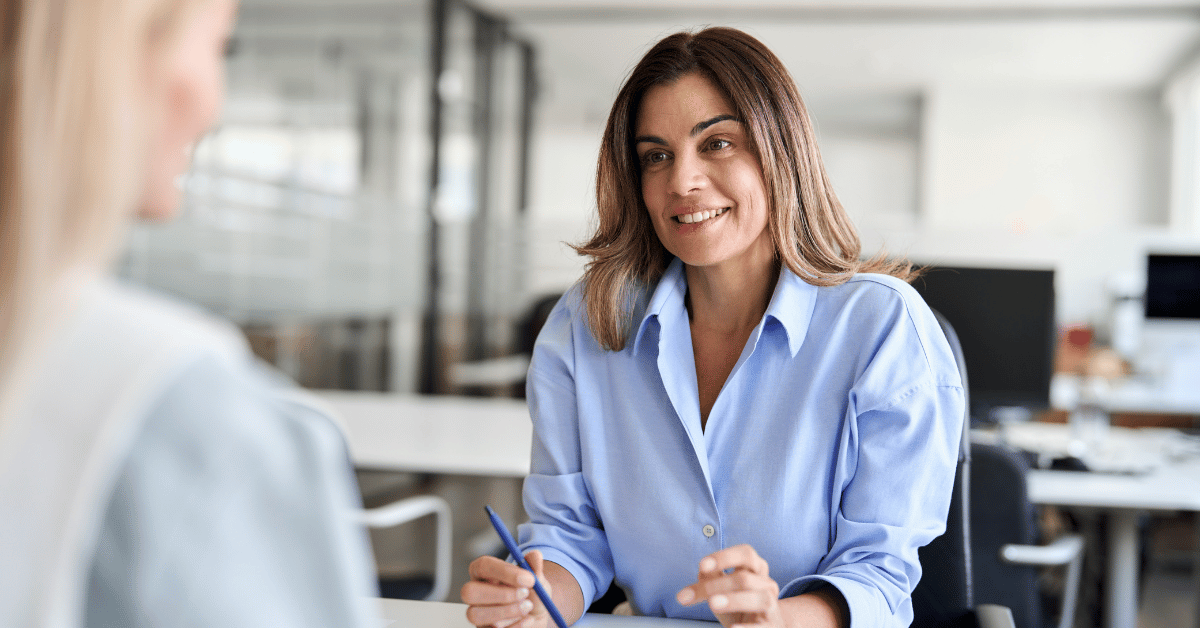 Woman having productive meeting with customer