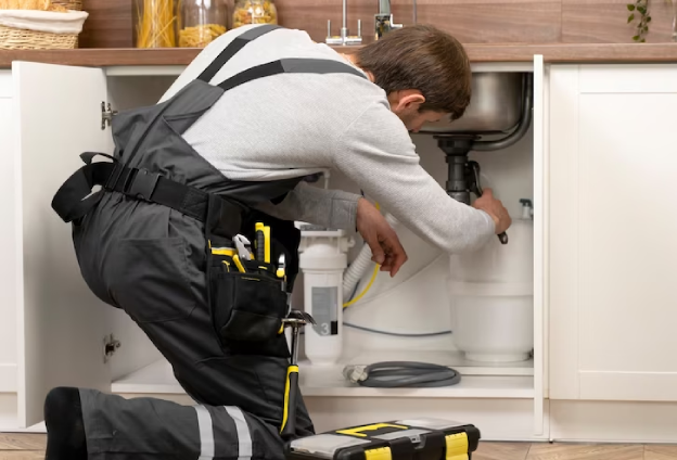 plumber fixing a sink